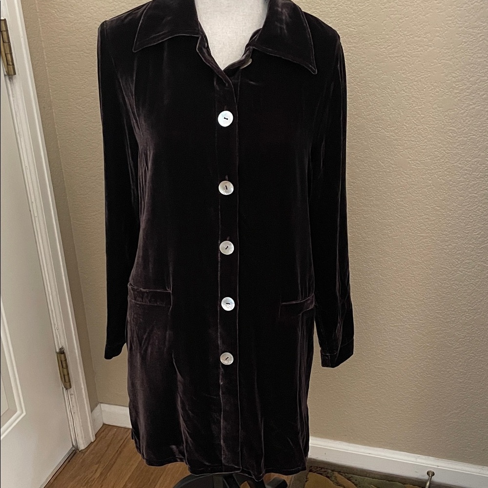 Velvet Button-Up Coat